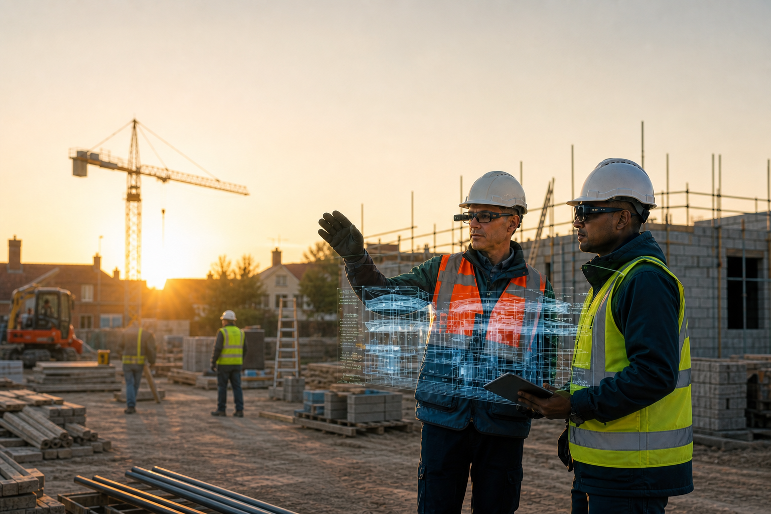Local Construction Site with Digital Grid