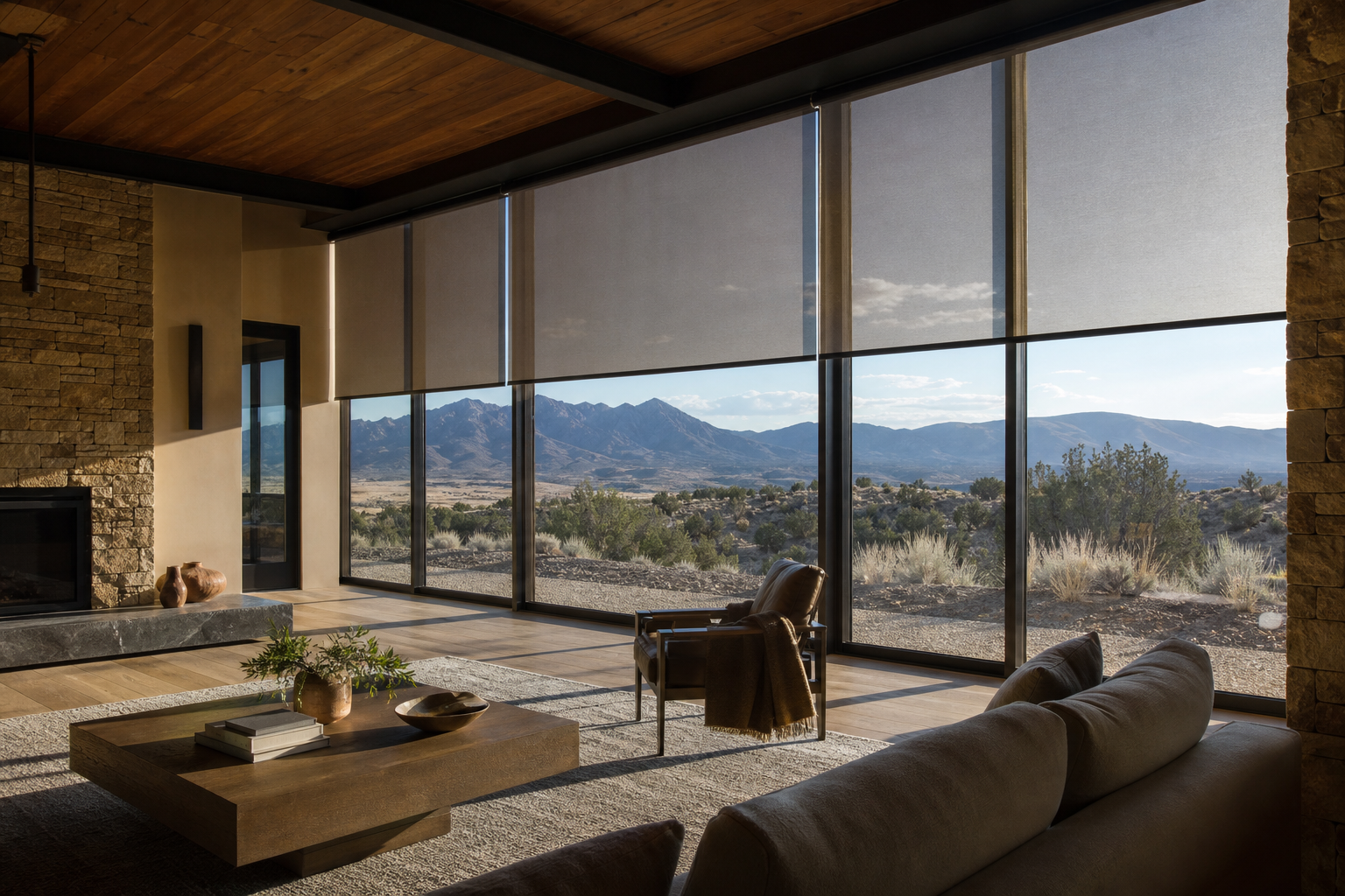 Modern Luxury Home Interior Overlooking New Mexico Mountains