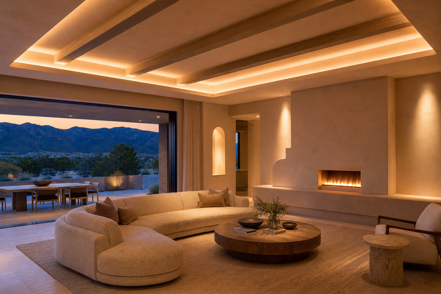 Modern Luxury Home Interior with Cinematic LED Lighting Atmosphere