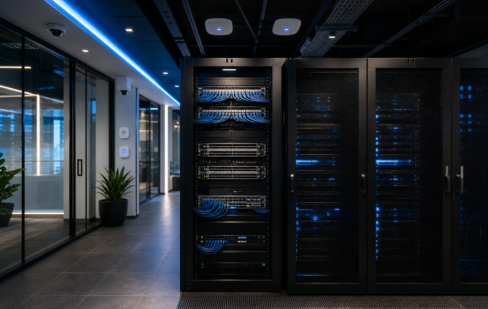 Smart Building Networking Infrastructure with Blue Tech Lighting