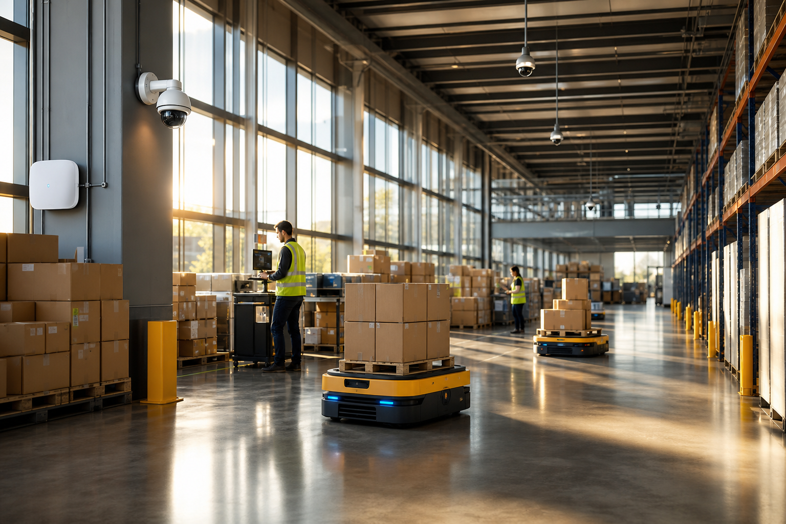 Smart Warehouse with Advanced Surveillance and Connectivity