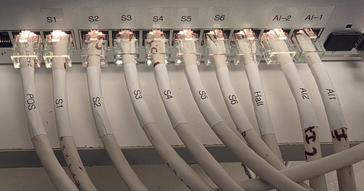 Structured network cabling pre-wired in a new office build